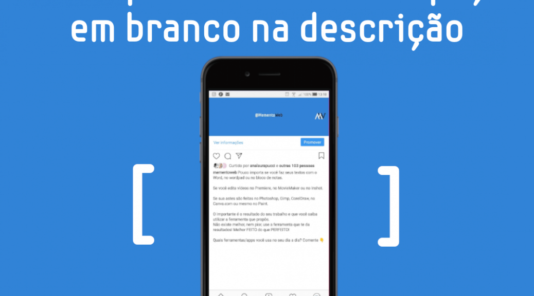 Como adicionar espaço em branco no Instagram