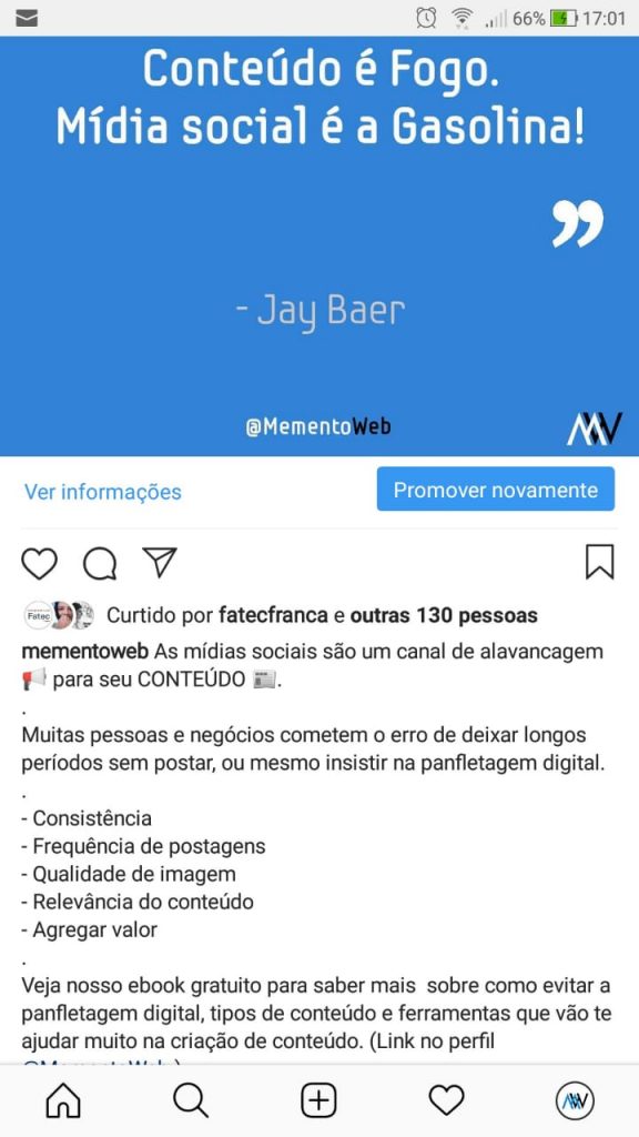 Como adicionar espaço em branco no Instagram
